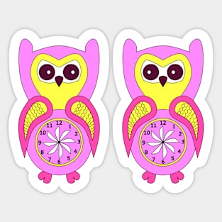 Twin birds pink baby owls Sticker